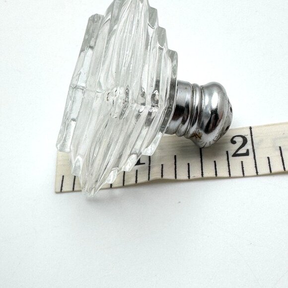 Vintage Irice Pyramid Glass Salt & Pepper Shaker Silver Chrome Tops - Picture 4 of 7